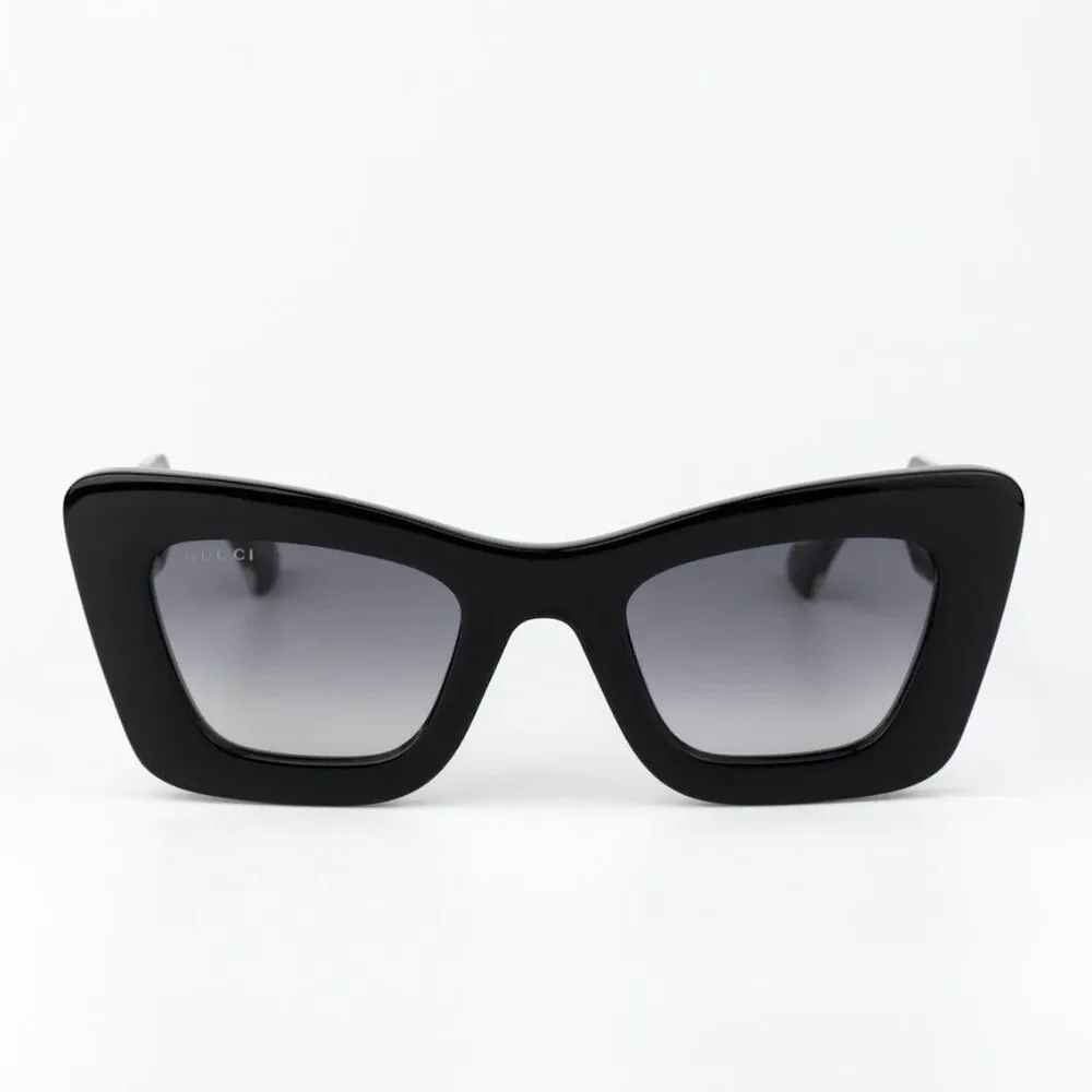 Gucci Women Sunglasses Black Crystal Grey Gradient Butterfly GG1552S 001 NEW